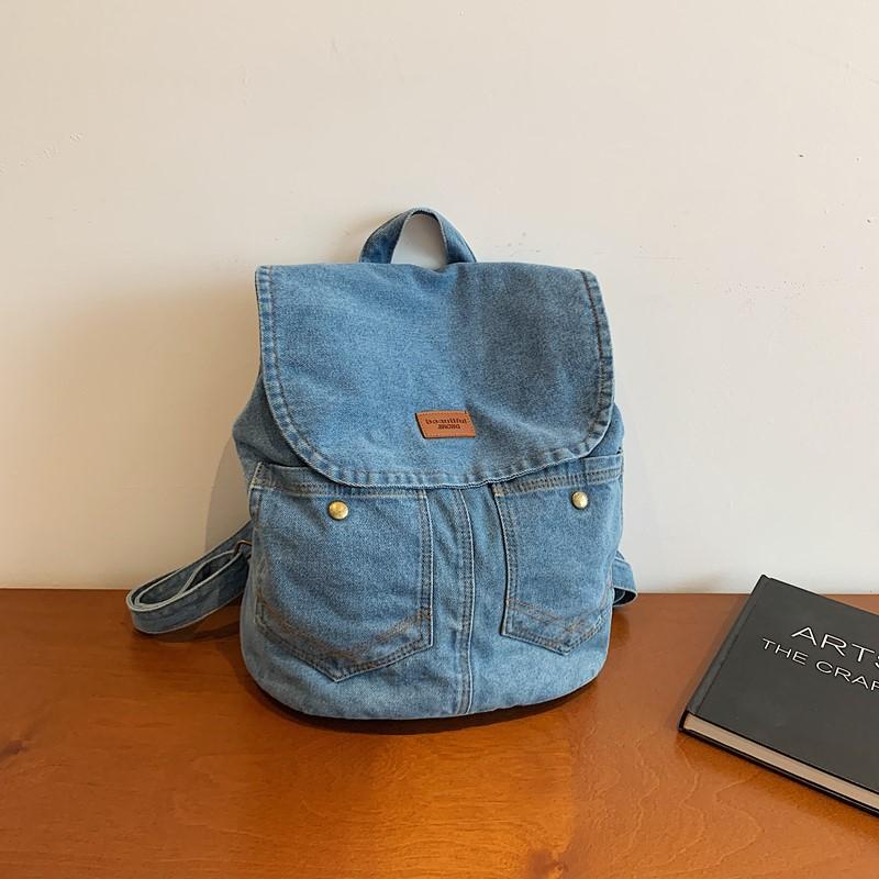 Large Capacity Backpack Women Denim Backpack