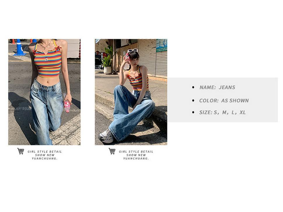 2025 Spring High-Waist Wide-Leg Jeans for Women - Floor-Length Slim Drape Style