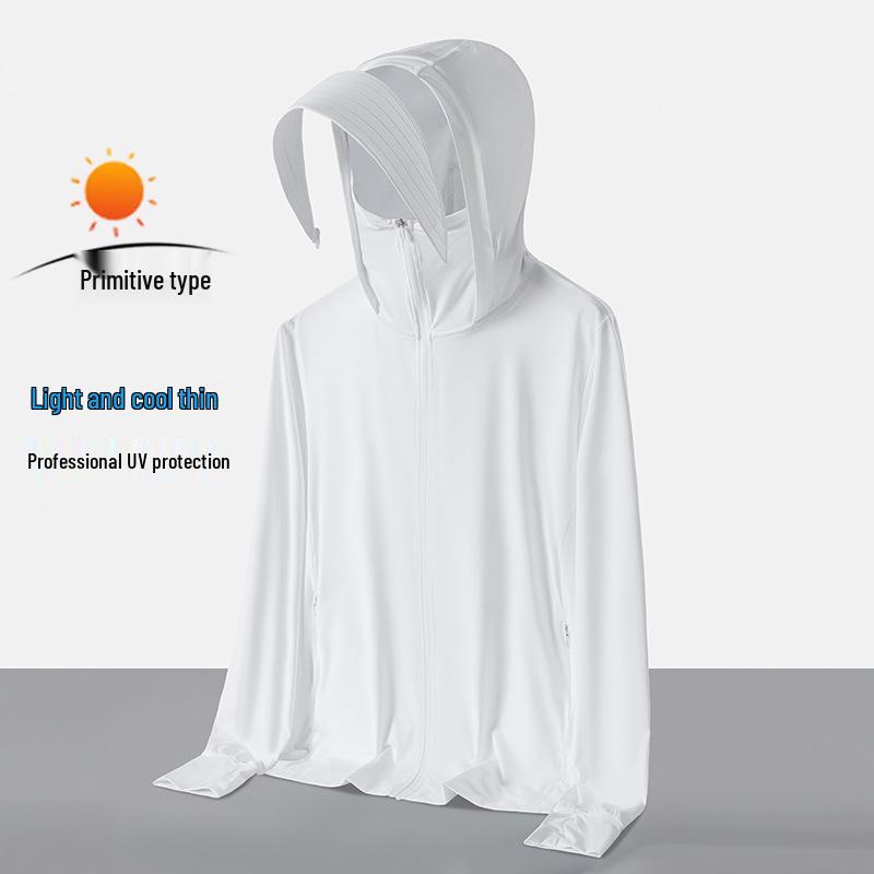 Unisex UPF50+ Sun Protection Jacket with Detachable Hat Brim for Cycling and Hiking