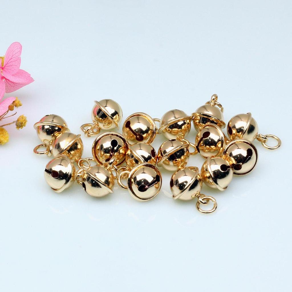 Sand Gold Plated Bell Pendant with Ring Ball Woven Rope Bracelet Charm - DIY Handmade Jewelry