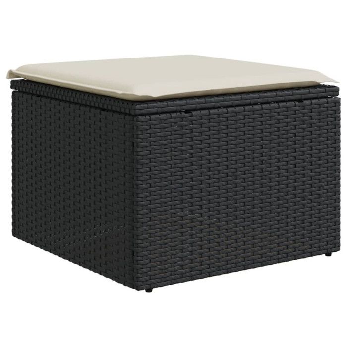 VidaXL Garden Stool with Cushion, Seat with Cover, Patio Furniture Balcony Terrace Backyard Outdoor, Black 366003