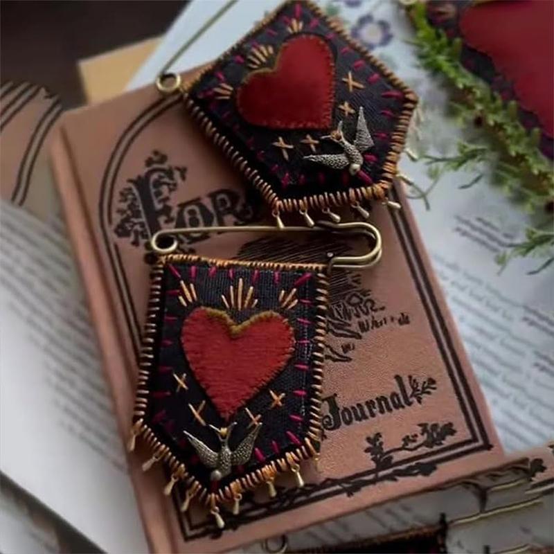 Hope'S Protection Pocket With Rosemary Hand Embroidered Protection Pocket Pin Holds Love Notes Or Any Talisman, Talisman Brooch