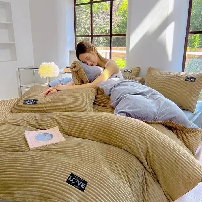 Solid Color Winter Warm Velvet Duvet Cover Thicken Bed Quilt Cover Twin Queen King Size Bedding 150/180/200/220cm Funda Nórdica