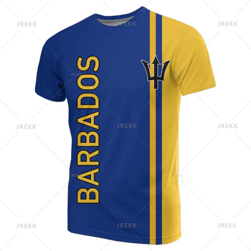 3D Barbados National Flag Map Printing T Shirt Barbados Coat Of Arms Graphic Tee Shirts Fashion Streetwear Short Sleeves Clothes