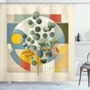 Eucalyptus Leaves Shower Curtain, Circular Branches In Classic Mid Century Modern Influences, Cloth Fabric Bathroom De