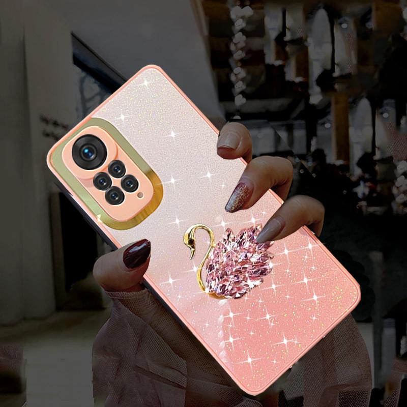 Glitter Gradient Diamond Swan Silicone Case For Xiaomi Redmi Note 11 10 9 Pro 11S 10S 10A 10C 9AT 9C Poco X3 NFC M2 M3 Pro C31 Bling Soft TPU Cover