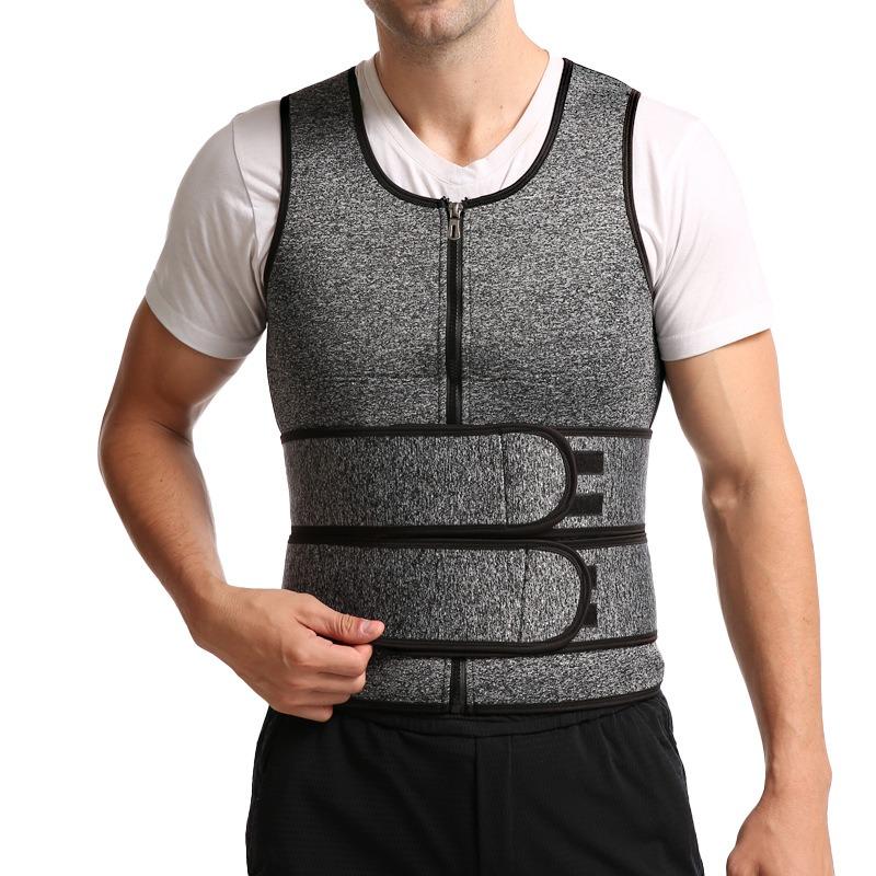 Men Double Belt Vest Waist Trainer Sweat Body Shaper Sports Slimming Waist Trimmer