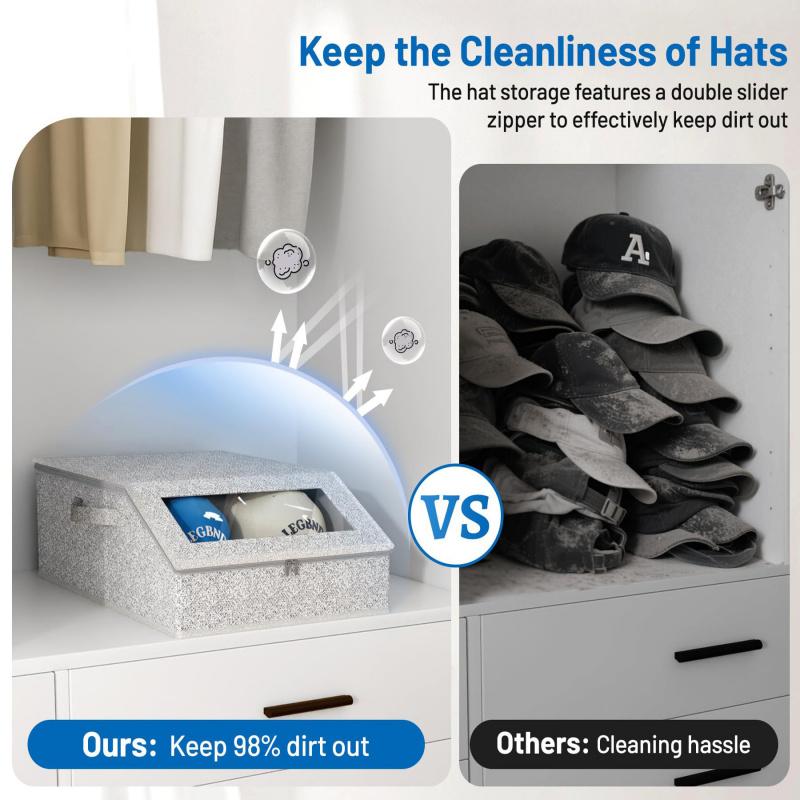 1pc Large Capacity Baseball Cap Storage Box - Space-Saving Easy Access for Closet Bedroom Entryway