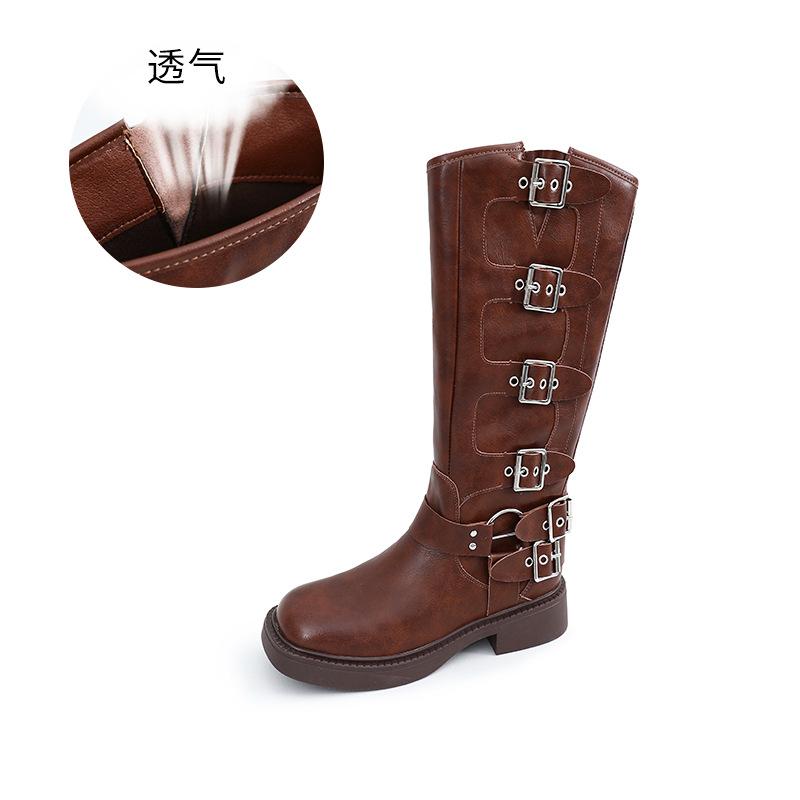 Retro Boots 2025 Autumn and Winter New Square Head Thick Heel Knight Boots Women's Casual Martin Boots Women's High Pass Boots Women