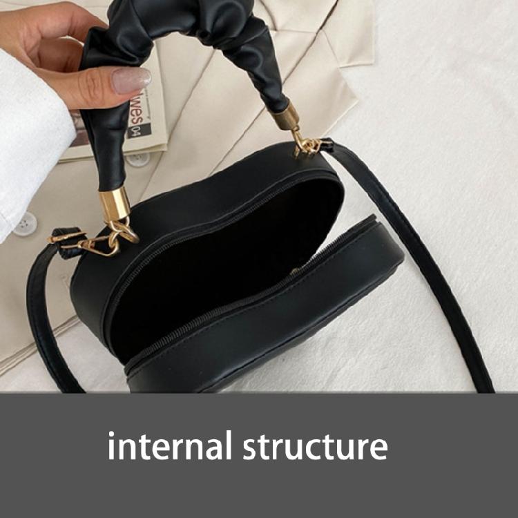 Solid Shoulder Crossbody Bag PU Leather Heart Shape Handbag for Daily Activity