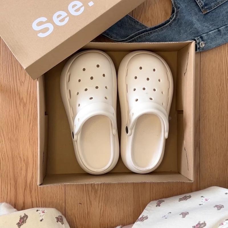 Cartoon Small Fish Thick-soled Heightened Comfortable Non-slip Bag Head Cool Slippers Summer New Beach Vacation Hole Shoes