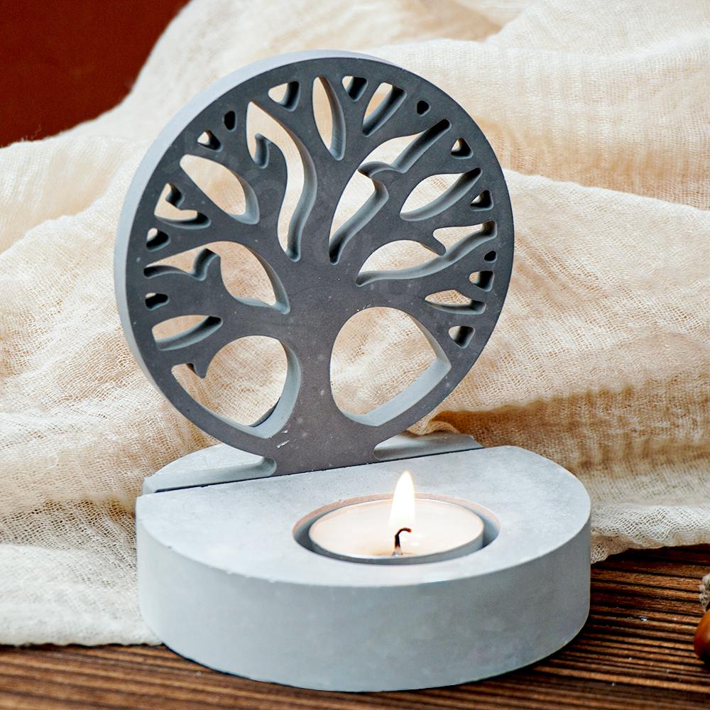 Tree Of Life Candlestick Silicone Mold DIY Concrete Cement Candle Holder Mould Resin Plaster Candle Stand Craft Molds Home Decor