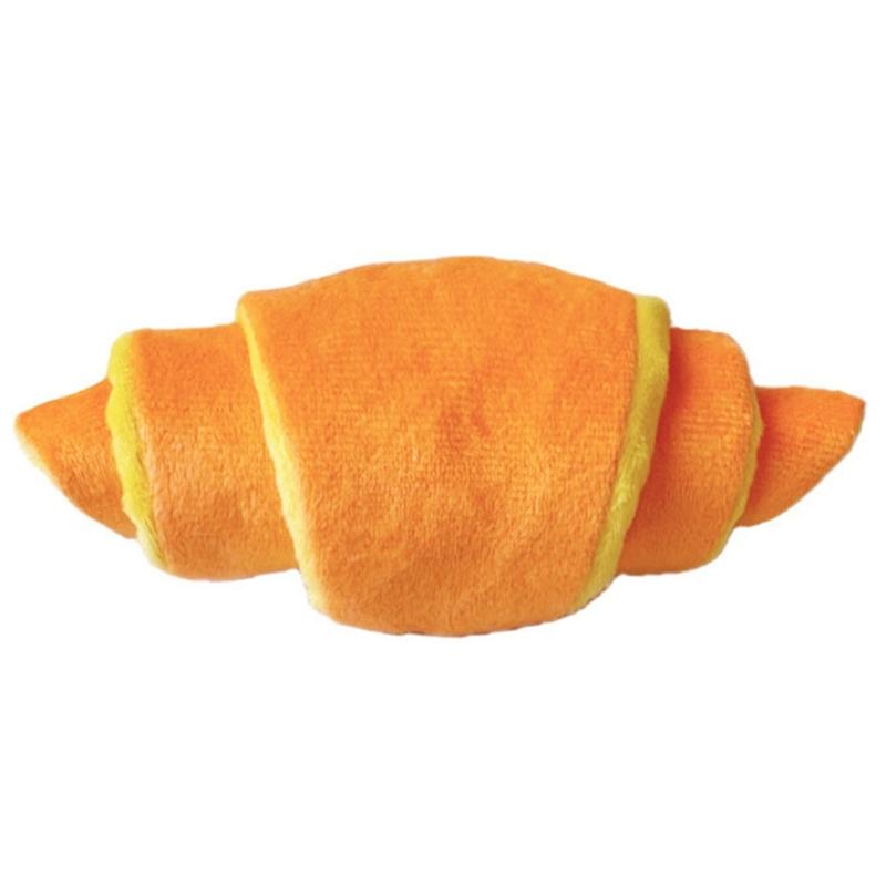 Croissant Shape Squeaky Toy Chew Resistant Plush Cloth Squeaky Toy Dogs Teeth Cleaning Toy for Small Dogs Entertainment 1