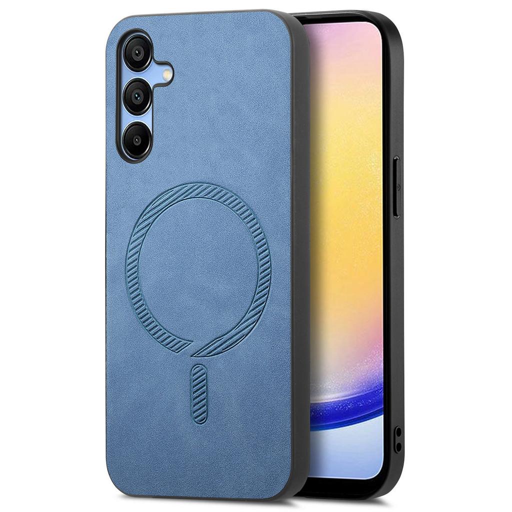 For Samsung Galaxy A25 5G (Global) (161.0 X 76.5 X 8.3mm) Leather Back Case Compatible with MagSafe Skin-touch Phone Cover