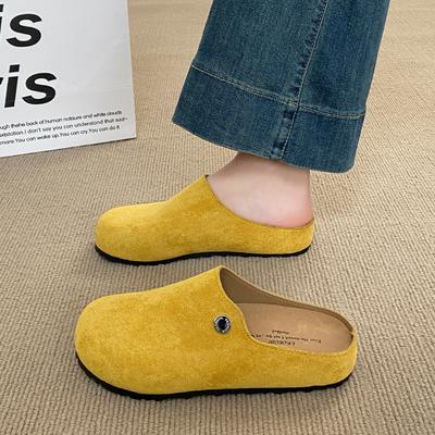 Mules à semelle intérieure CRLAYDK pour femmes, sans dos, à enfiler, décontractées, en cuir suédé doux, chaussures confortables pour la marche intérieure et extérieure
