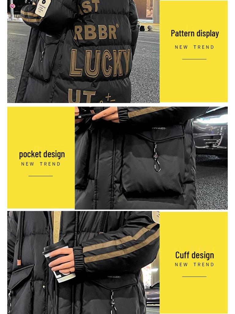 Men's Youth Mid-Length Down Jacket - Winter Thickened Coat for Junior and High School Students