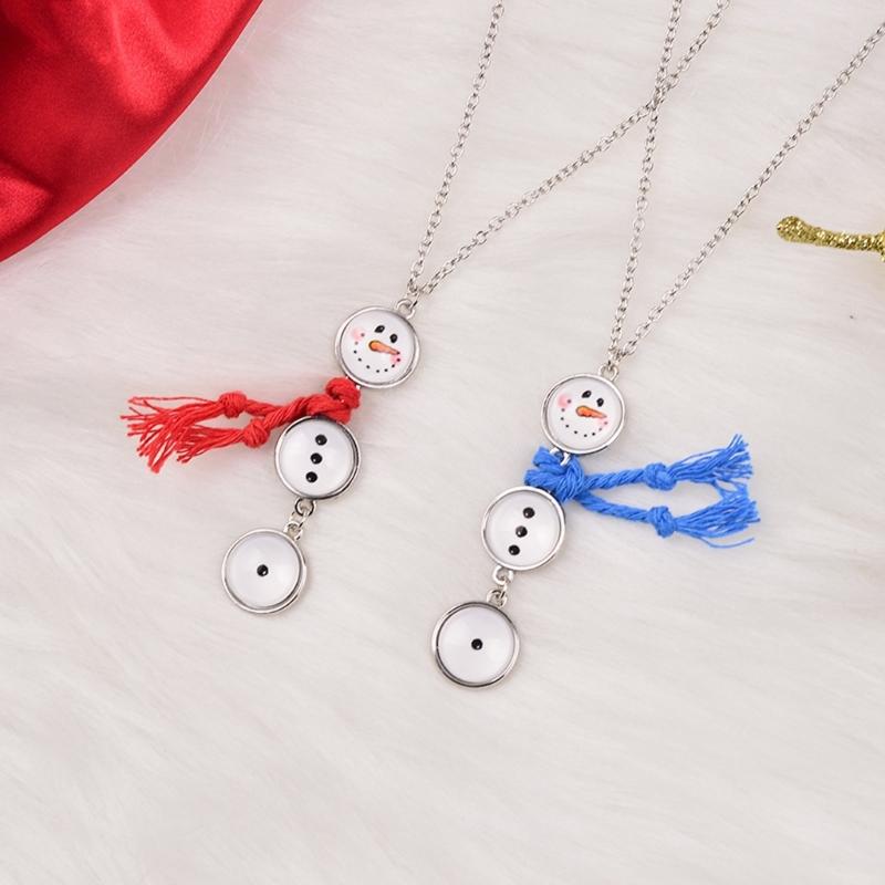 Unique Snowman Shaped Button Necklace with Tassels Detail Winter Hoodie Chain Jewelry for Women Christmas Decoration