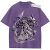 Unisex Purple Washed Vintage T Shirt Demon Slayer Daki Spider Style High Quality Fabric for Casual Shopping
