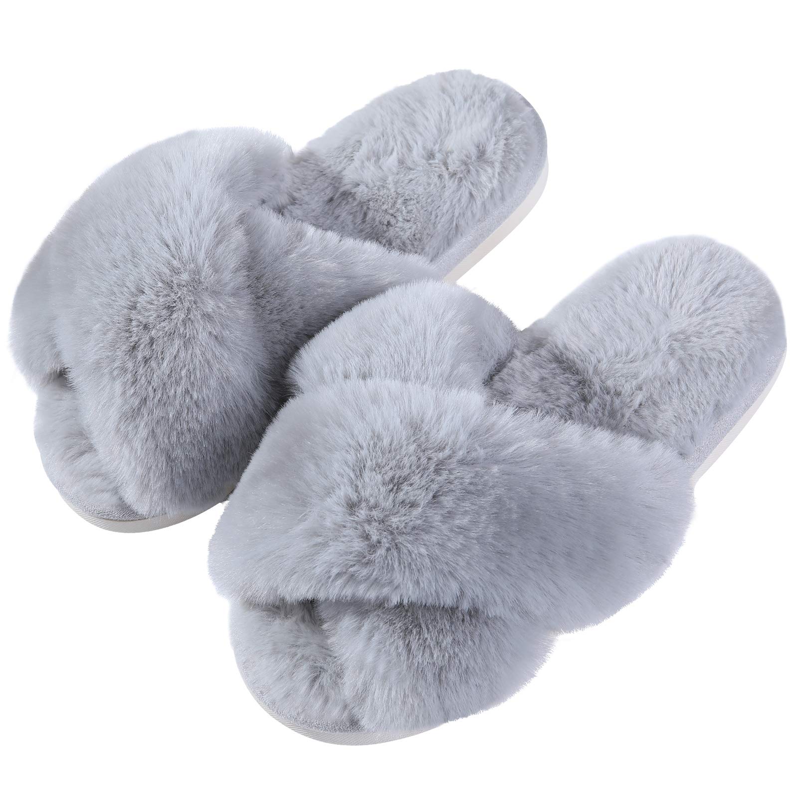 

Fashion Litfun Warm Fluffy Home Slippers For Women Fashion Winter Indoor Open Toe Cross Brand Furry Shoes Casual Furry Bedroom Slippers 36-37