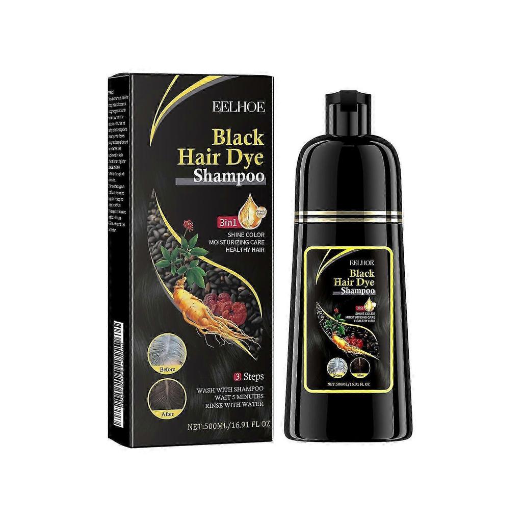 Black Hair Dye Shampoo 3 In 1 Champu Para Canas for Gray Coverage, Black Pure Nature_i*