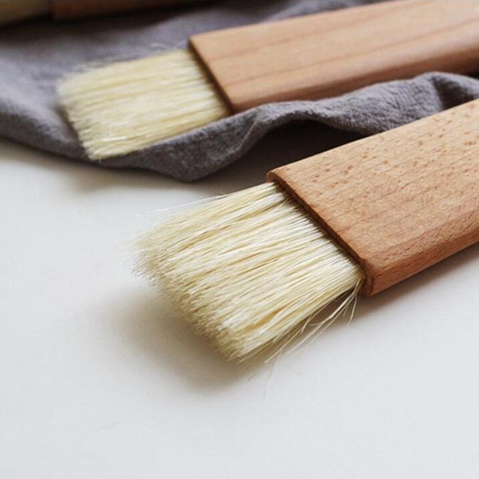 Kitchen Oil Brush Round Handle Flat Bristle Brush BBQ Baking Cooking Brush