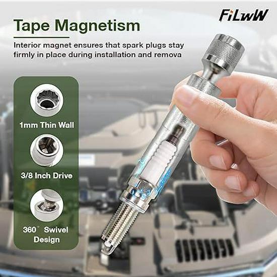 Universal 14mm/16mm Thin-Walled Magnetic Spark Plug Socket with Joint for Car Repair