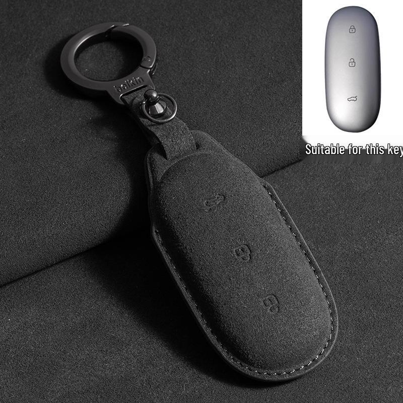 Ideal L6-L9 Three-Color Suede Key Cover with Buckle - Car Interior Accessory