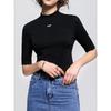 Fashion European 2025 Summer New Arrival Easiest for Match Pure Cotton T-shirt Women's Half Turtleneck Slim Looking Letter Underwear Blouse Fashion
