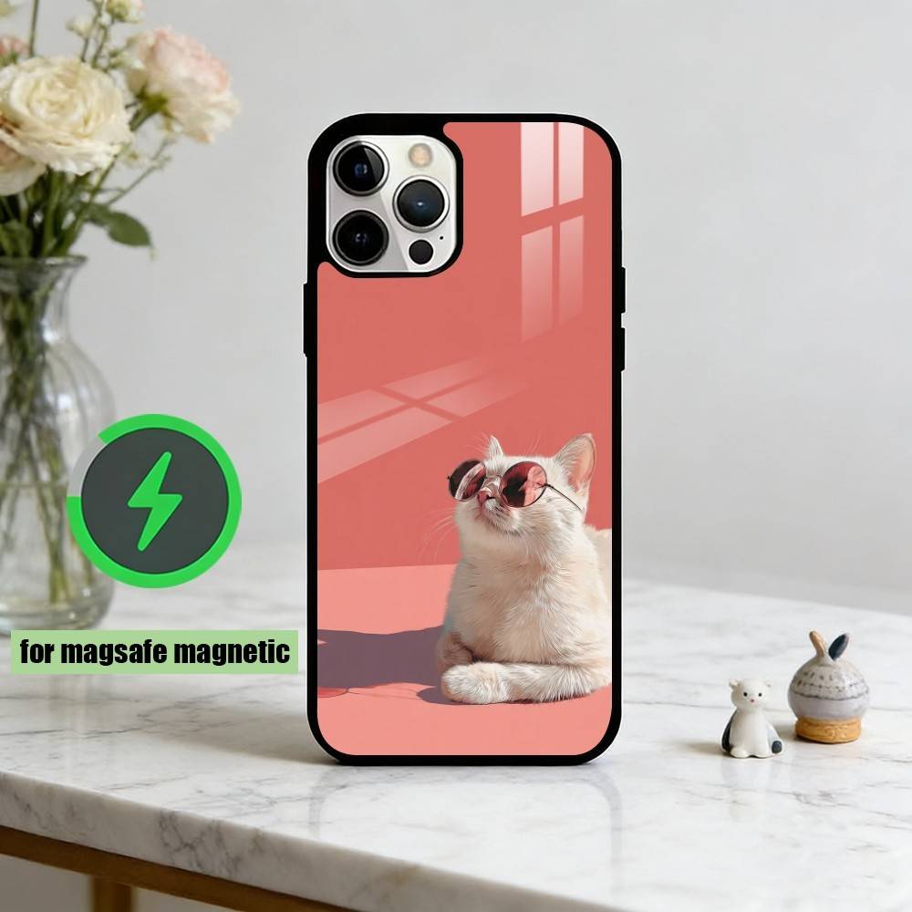 Funny Cute Cat Phone Case For iPhone17,16,15,14,13,12,11 Plus,Pro Magnetic with Magsafe Wireless Charging