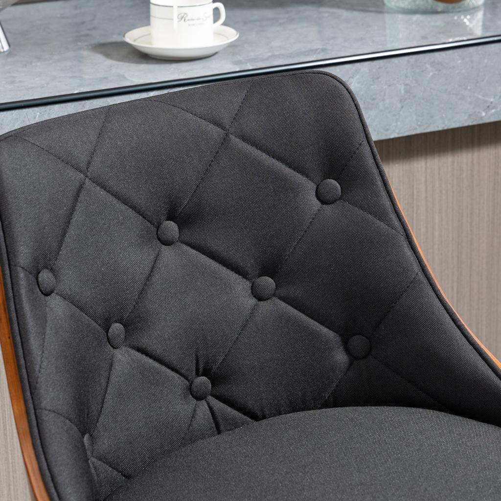 Set of 2 Height-Adjustable Bar Stools 360 Degrees Swivel with Footrest, Tufted Fabric