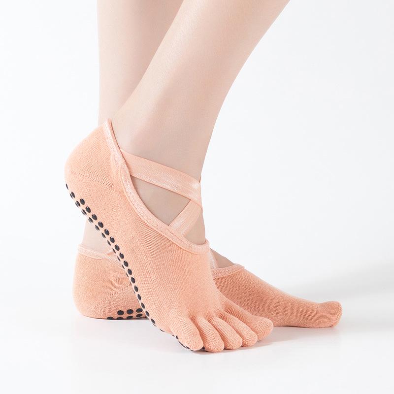 Ballet Style Non-slip Gel Yoga Socks, Cotton Five-Toe Sports Socks