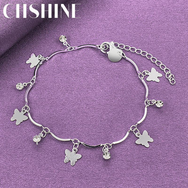 CHSHINE 925 Sterling Silver Charm Butterfly Bracelet For Women Wedding Party Fashion Jewelry