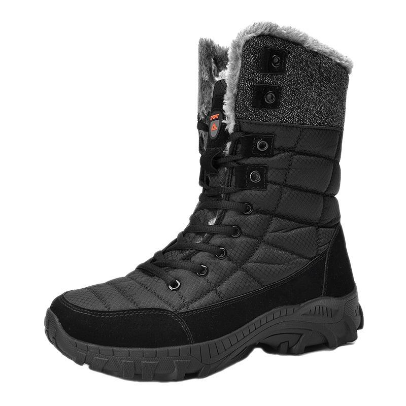 New large size outdoor thick-soled snow boots men's medium and high top velvet thermal casual cotton boots trendy shoes