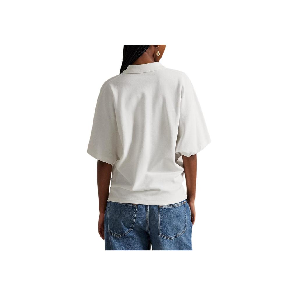 Polo Ralph Lauren Loose Fit Ribbed Embroidered Pony Polo Shirt Women Tops 211A96270-001