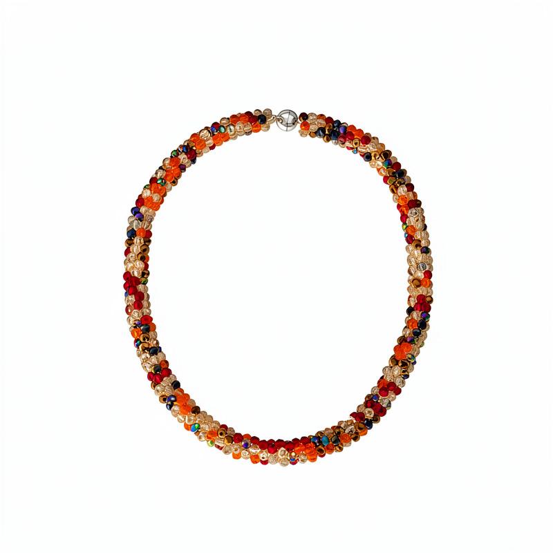 Colorful Glass Beads Choker Necklace for Women Vintage Party Jewelry Gifts