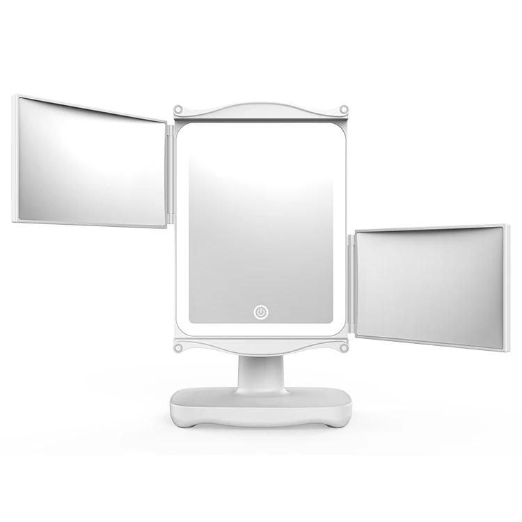

Cosmetic Mirror with Lights Dressing Mirror, 2x 3x 7x Magnification, Cosmetic Mirror with Lights, Touch Control, Tri-fold Cosmet слонова кістка