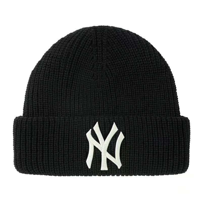 Koreanische MLB Wolle Unisex Strickmütze - NY Logo Stickerei, Warm für Herbst & Winter, Stil M0726