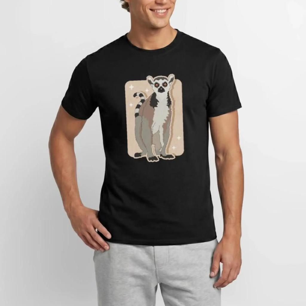 Lemur Ringtail Unisexs T Shirt Vintage Breathable Homme Soft Designer Clothes Slightly Stretched Versatile Stylish Unisex