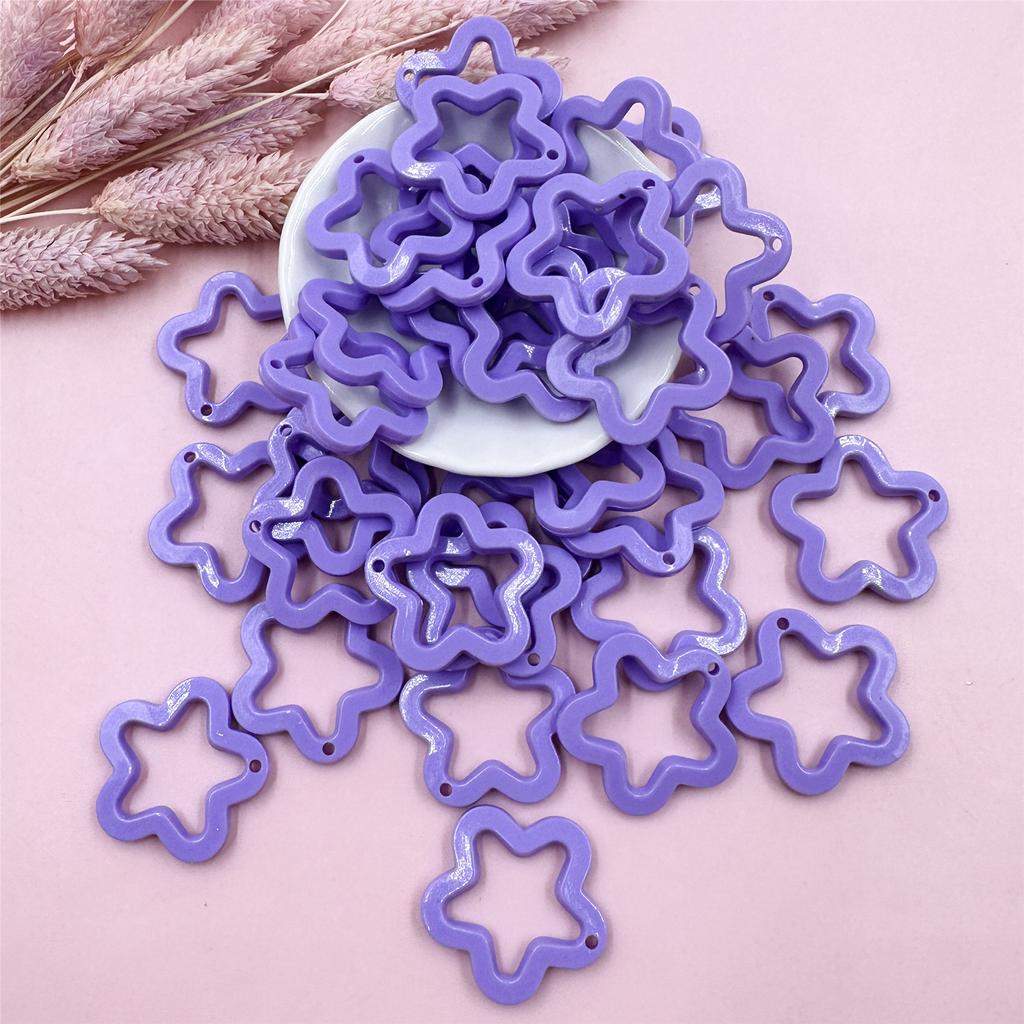 For Necklace Earrings Making 30mm 40Pcs Acrylic DIY Jewelry Material Candy Color Pendants Pentagram Star Pendant Fashion  Accessories