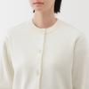 MUJI Women's Washable Knit Crew Neck Cardigan, Off-White, Size S (BA1Q4A5S)