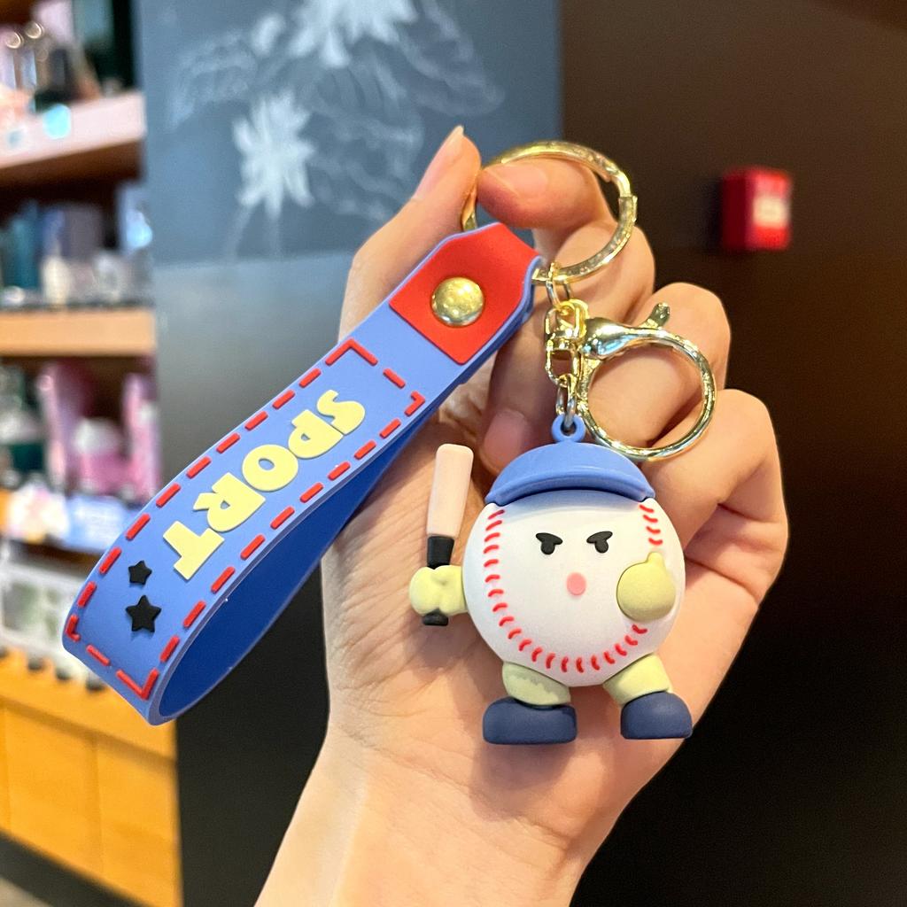 Original Badminton Figurine Keychain Fashionable Fun Cartoon Tennis Pendant Small Gift Football-related Souvenir