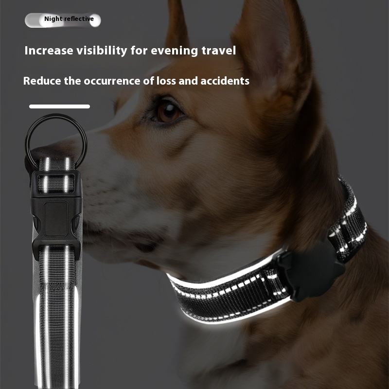 QR Code Waterproof Positioning Pet Collar with AirTag Protective Case Reflective Explosion-Proof Flashing Dog Collar