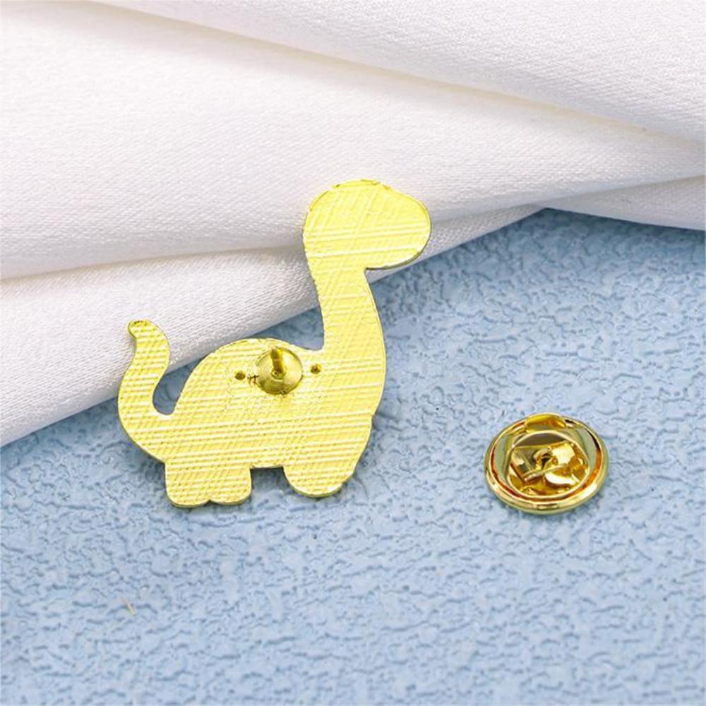4 Styles Cartoon Space Star Pattern Dinosaur Design Enamel Brooches Girls Cute T-Rex Brontosaurus Stegosaur Shaped Golden Pins