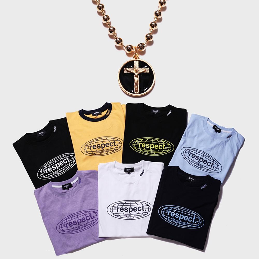 Respect [Package] Front Logo Tee + Necklace (Gold) Black (Fluorescent Logo)/M