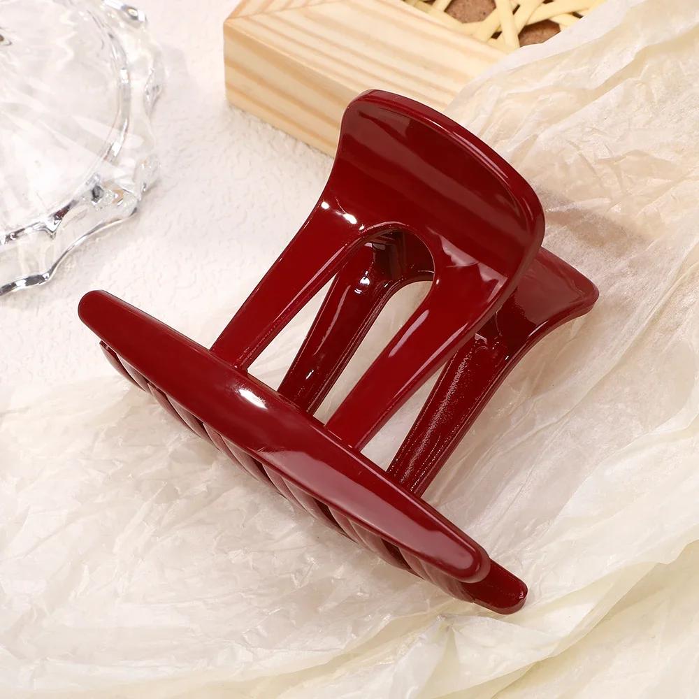 Elegant Geometric Large Ankola Red Hair Claws for Women Girls  New Year Barrettes Hairpins Hair Grab Shark Clip Accessories