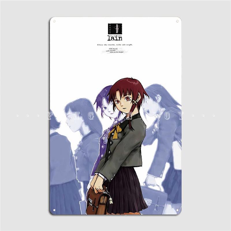 Mfoever Serial Experiments Lain Ps Promo Metal Sign Wall Mural Wall Vintage Poster Tin Sign Poster 20x30cm(7.8x11.8inch)