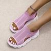Summer Women Sandals Solid Color Mesh Wedge Shoes Hollow Out Casual Ladies Open Toe Slip -On Platform Female Sandalias Mujer