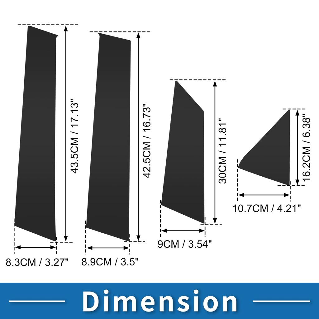 ABSOPRO Door Pillar Window Trim Stickers for Pillar Door Outer Exterior Covers for Ford EcoSport Black Anti-Scratch Posts, 2018-2022,