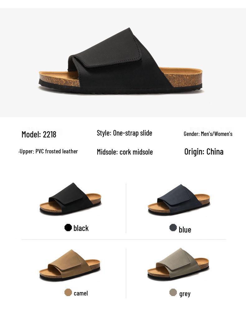 Ruizu Herren-Kork-Hausschuhe: Trendige Strand-Flip-Flops aus mattiertem Leder für Studenten