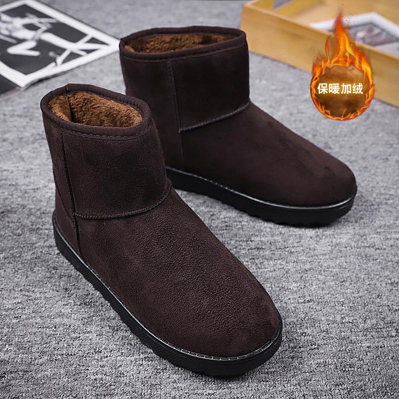 

Мужские зимние бархатные теплые короткие ботинки из хлопка большого размера замшевые высокие хлопковые ботинки прилив утолщенные нескользящие ботинки-хлебушки мужские 44 коричневый